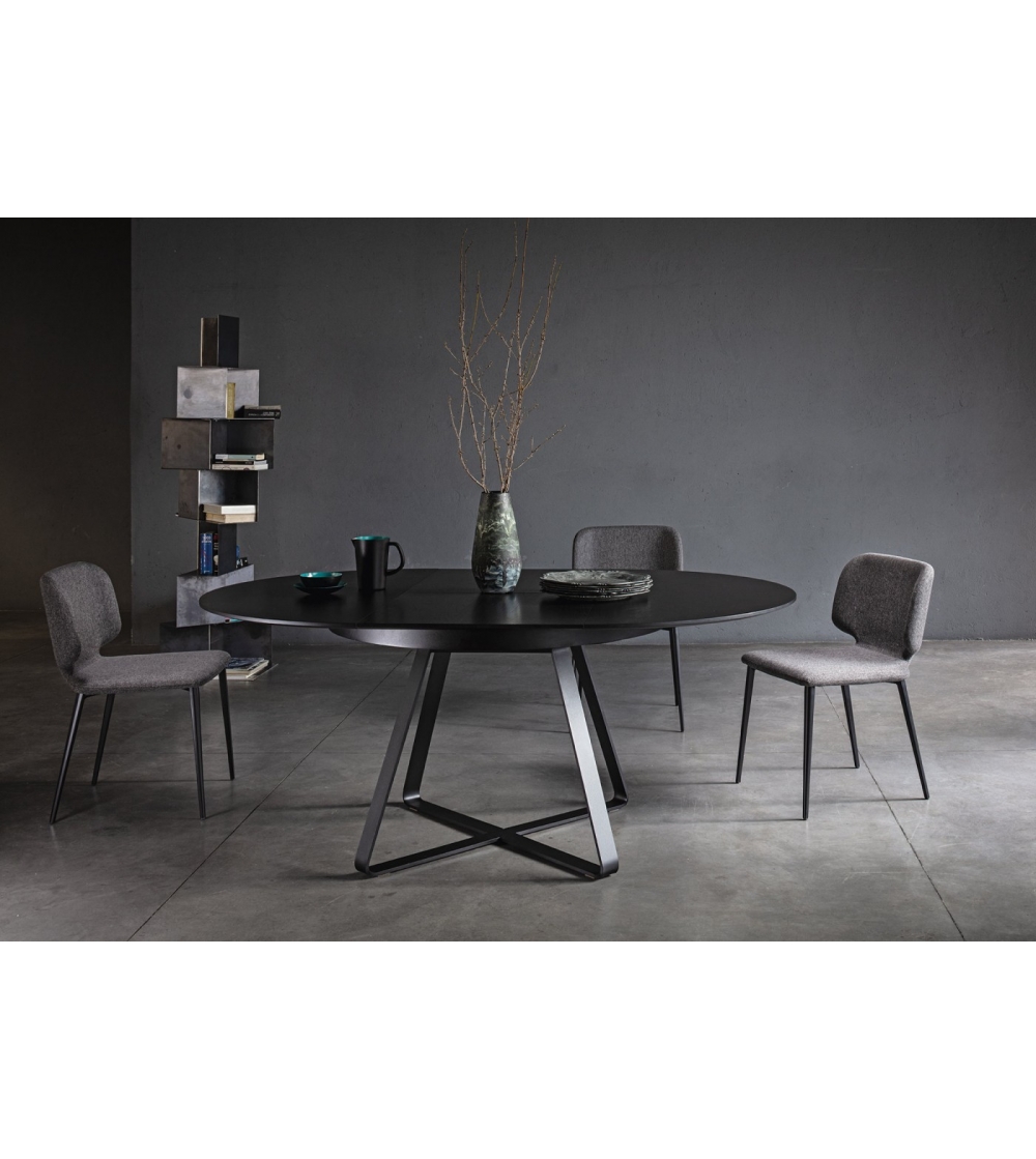 MIDJ round table CLESSIDRA Ø 150 cm (Cat. LI1 - Veneered top and metal  base) 