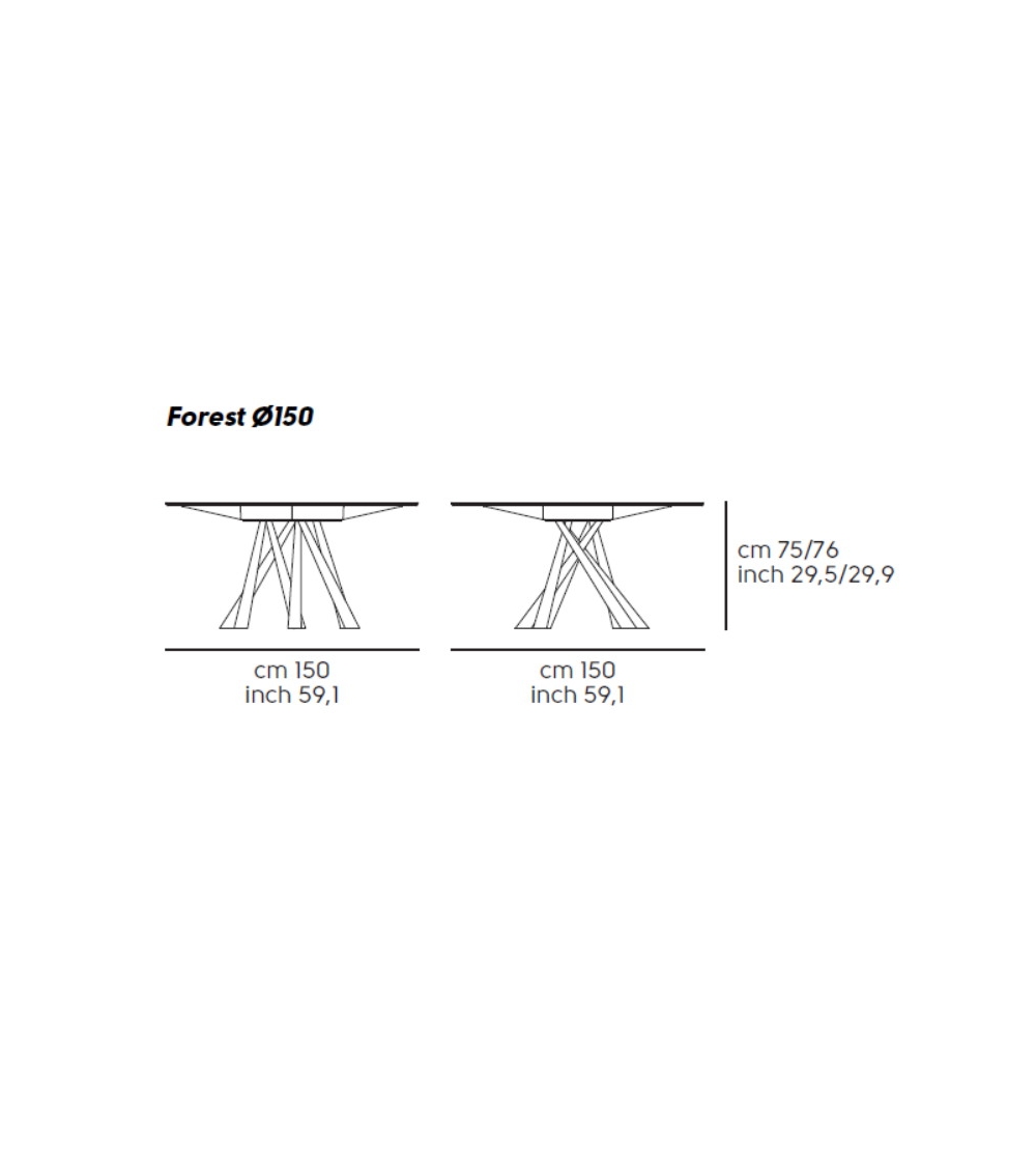 MIDJ round table CLESSIDRA Ø 150 cm (Cat. LI1 - Veneered top and metal  base) 