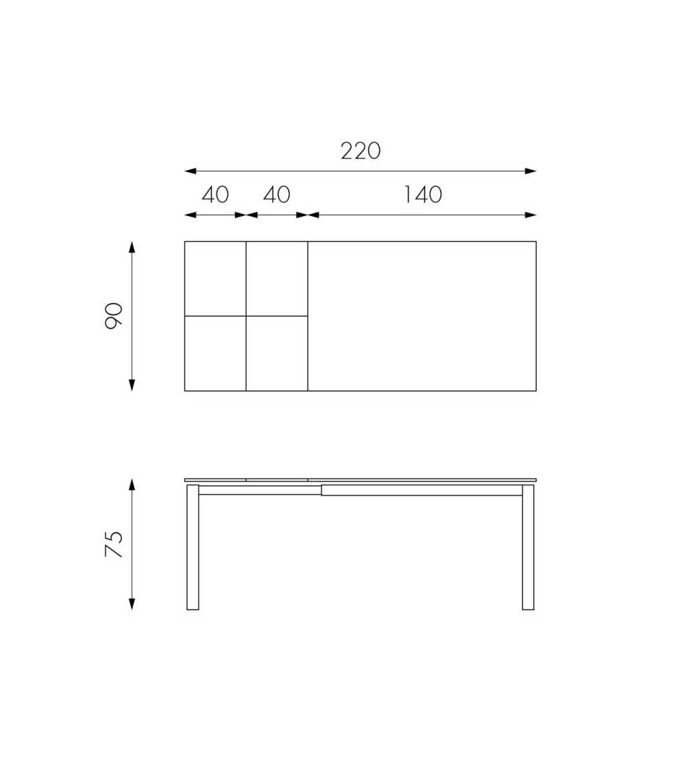 Tavolo rettangolare allungabile 140-220 - Bianco