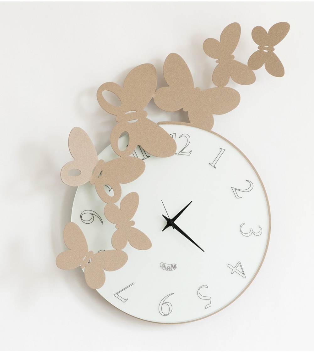 Round Butterfly Wall Clock Arti Mestieri