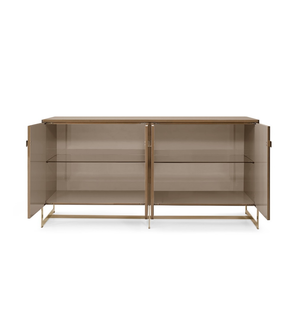 CREDENZA CON RILIEVO IN LEGNO MASSELLO VARI COLORI L 196 - P 50 H