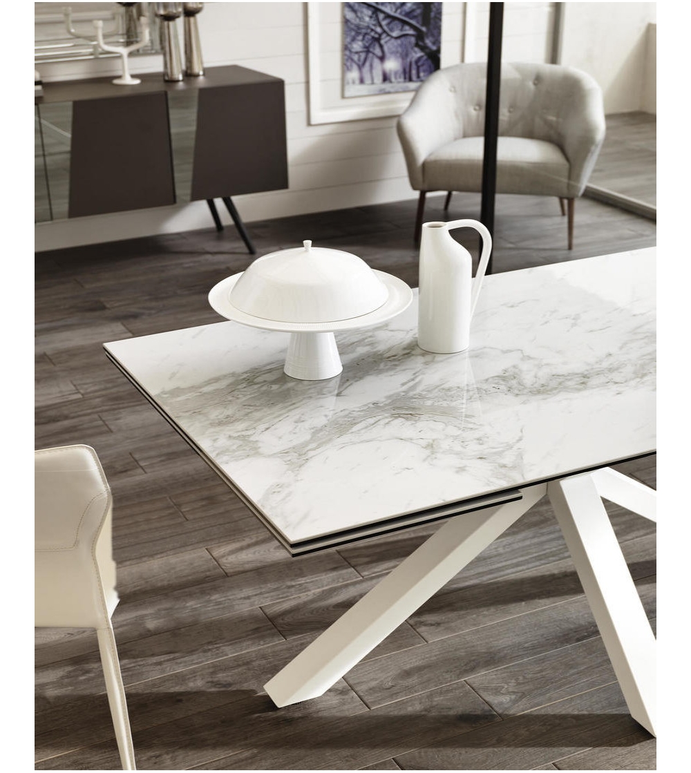 Table céramique extensible Gustave, Effet marbre blanc