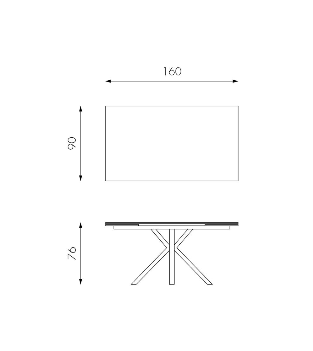 Tavolo da pranzo allungabile cm 90 x 160/240 x 76 in metallo bianco VENUS