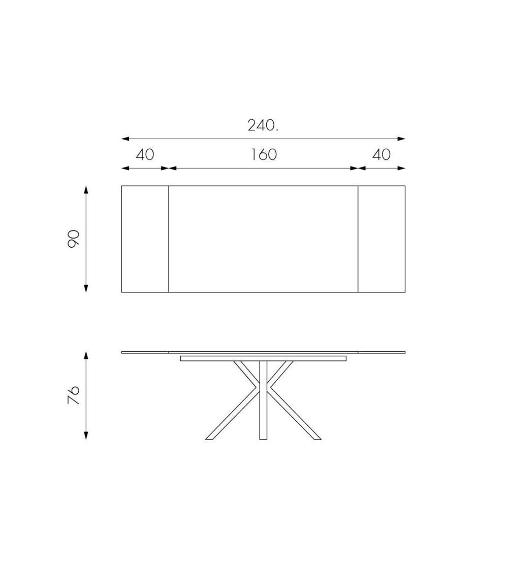 Tavolo da pranzo allungabile cm 90 x 160/240 x 76 in metallo bianco VENUS