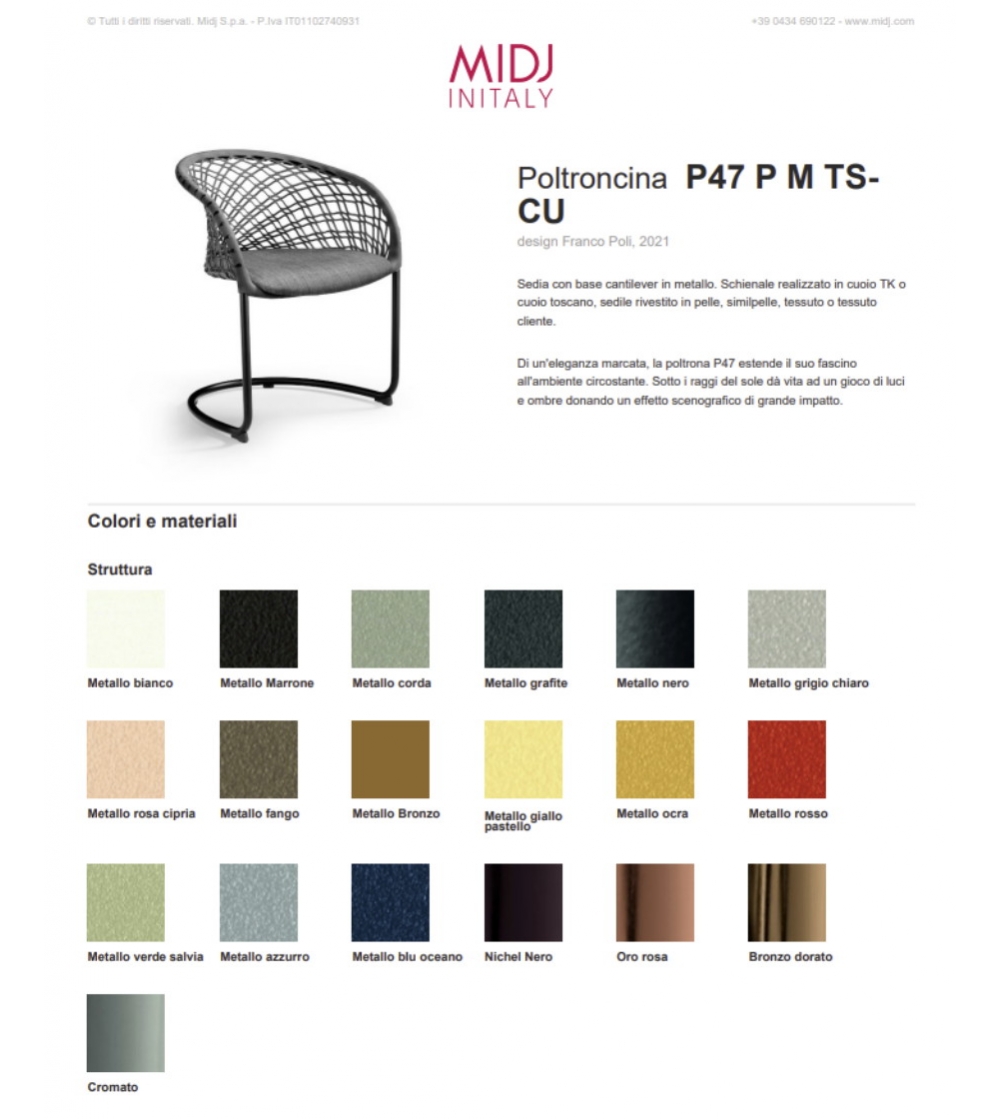 Poltrona in stile design P47 Midj in Offerta Outlet