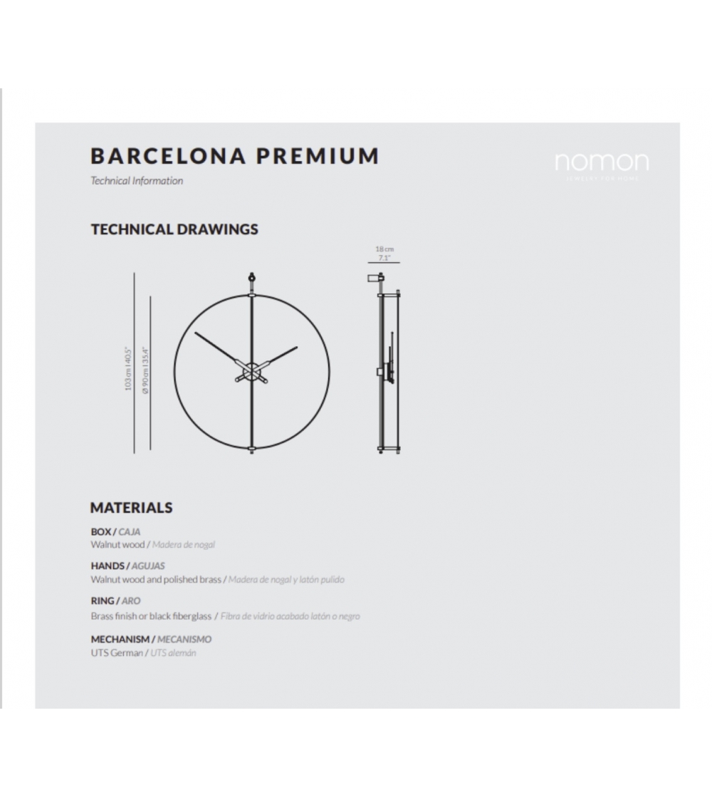 Orologio Da Parete Barcelona Premium Black - Nomon