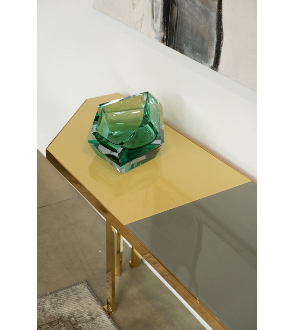 Holo the modern coffee table in Murano glass and gold