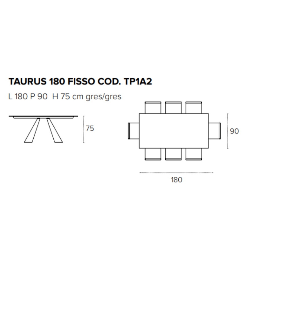 Target Point - Tavolo Taurus 180 TP1A2 Rettangolare 180x90 Piano