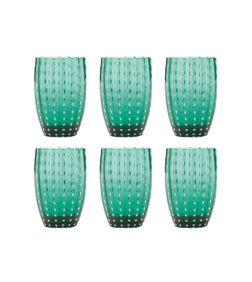 Set 6 Perle Green Glasses - Zafferano