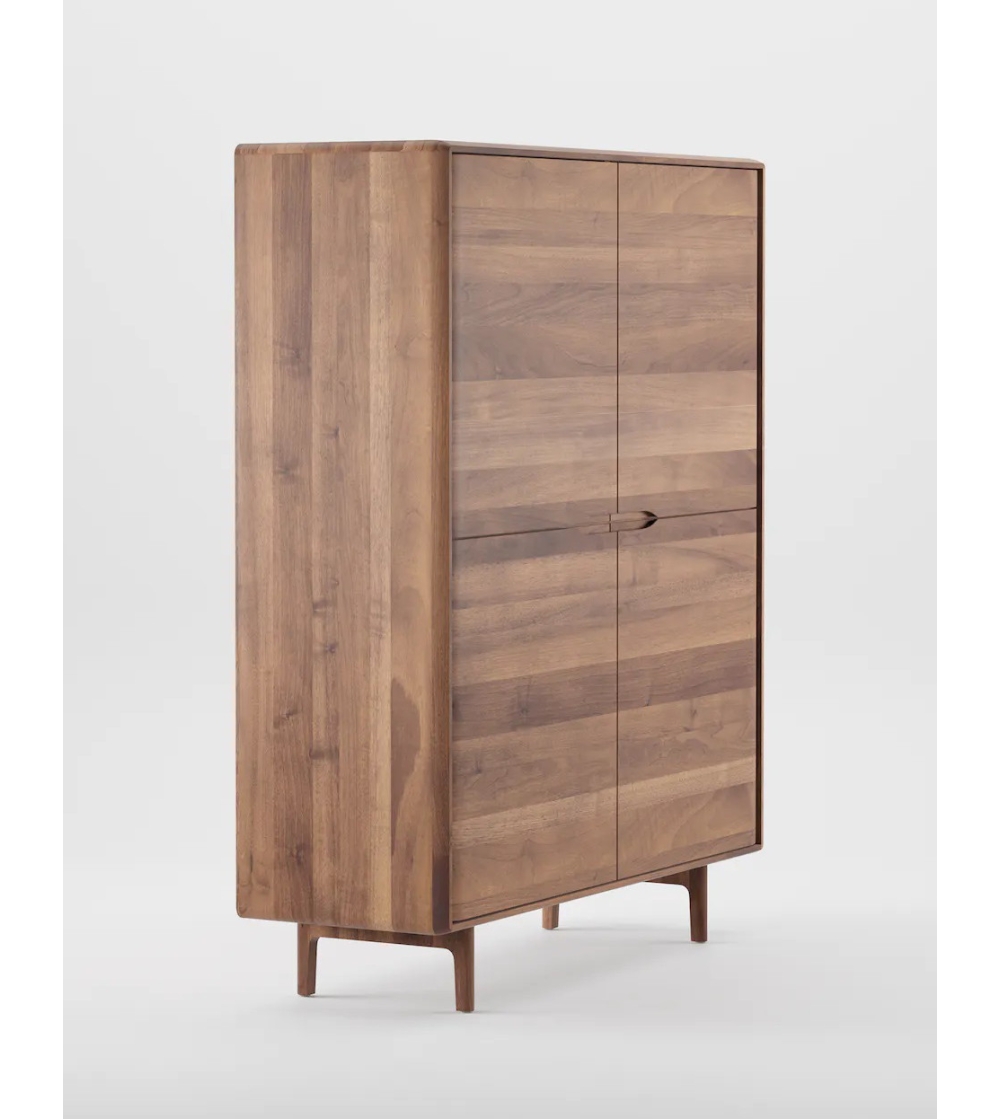 Credenza alta con cassetti noce piallato