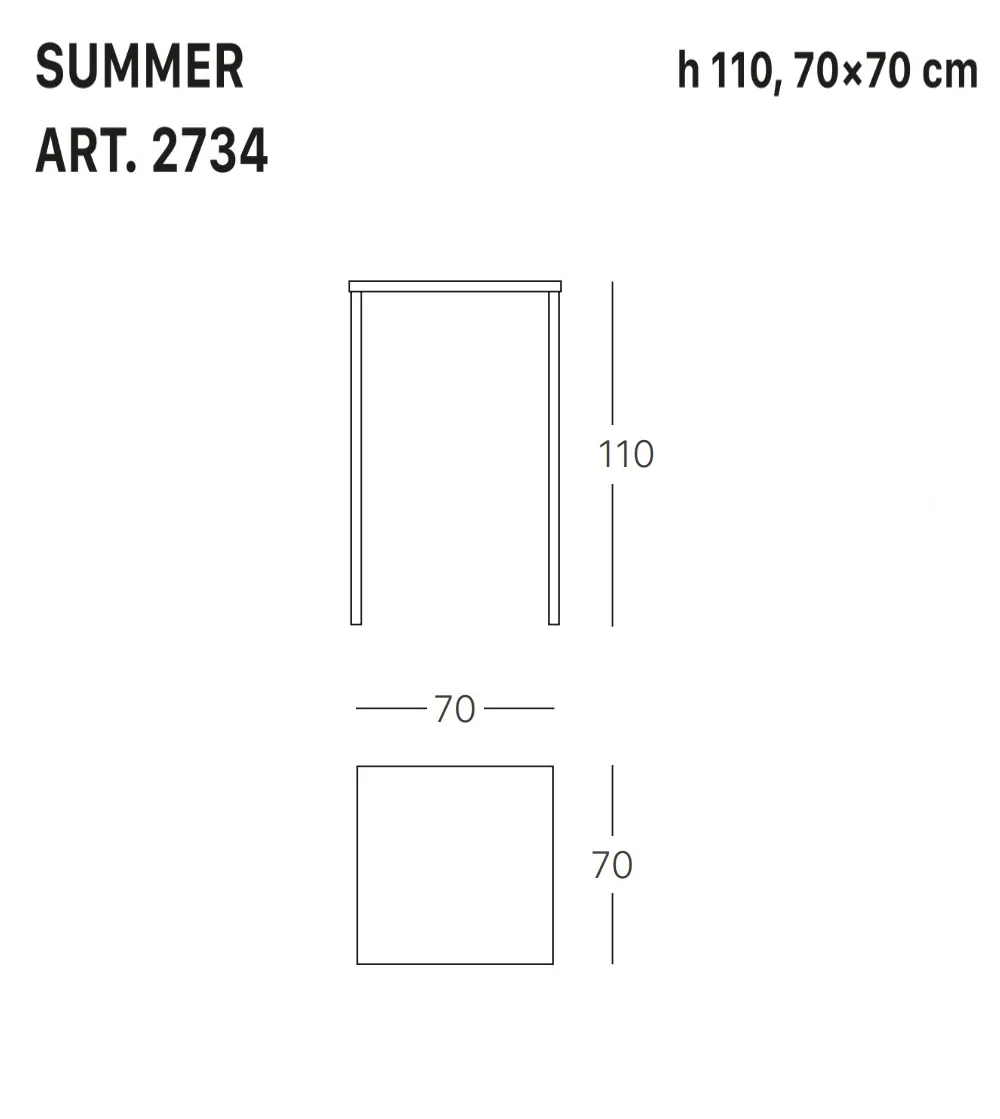 Summer Tavolo Alto Acciaio Zincato H 110 Scab Design - Tavoli Design Alti