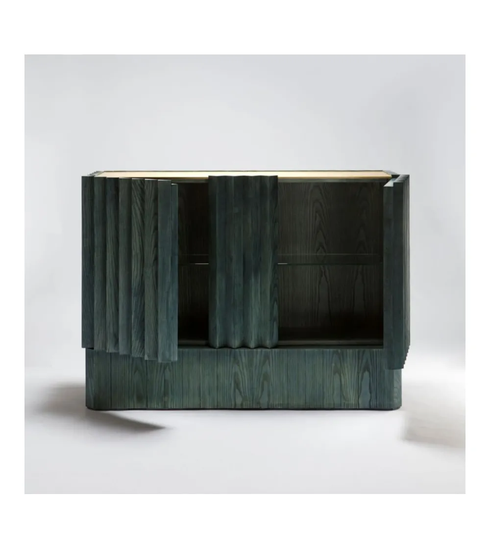 Perchero estante de madera maciza de tilo acabado con efecto natural made  in Italy