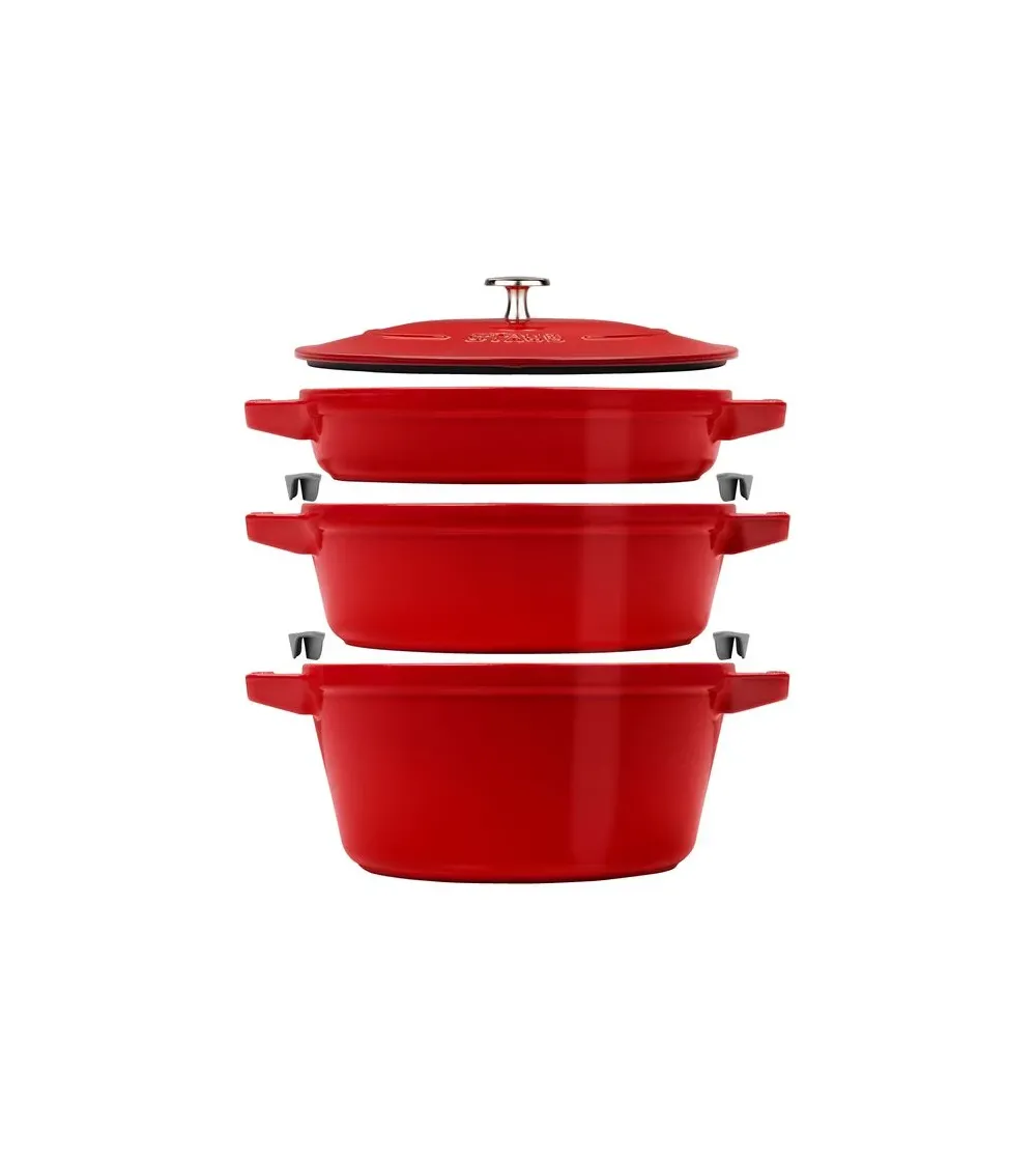 Ensemble 3 Cocotte Impilabili Rotonde - Staub