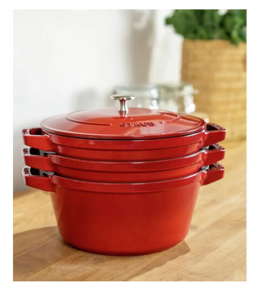 Ensemble 3 Cocotte Impilabili Rotonde - Staub