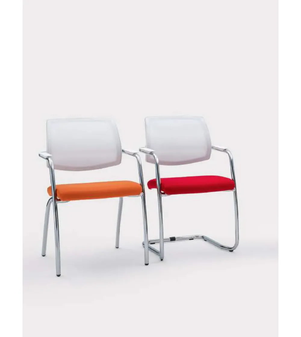 Viganò Office - Time Chair with Skid Frame and Mesh Backrest