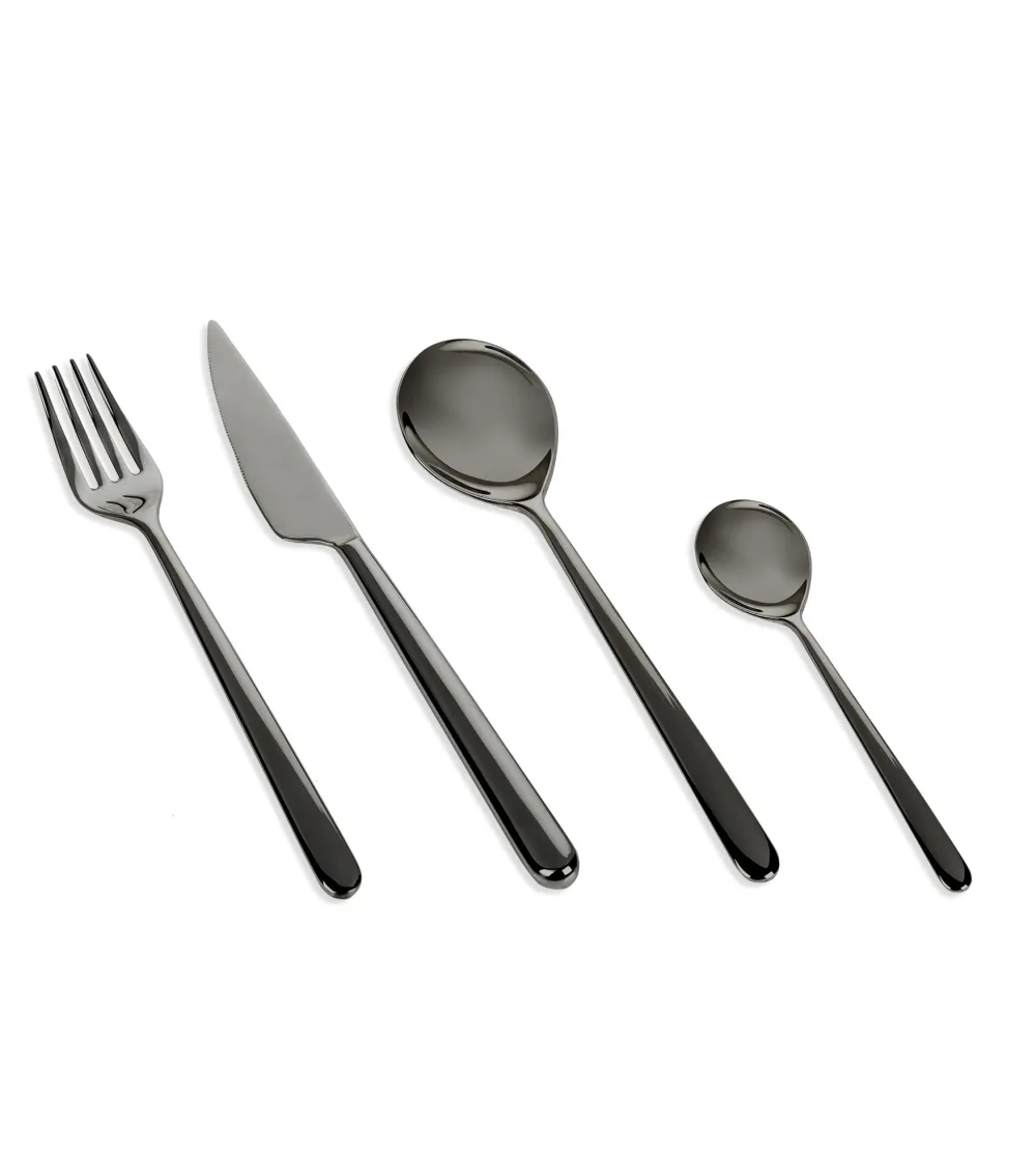 Mepra - Linea Black Gold 24 Piece Cutlery Set