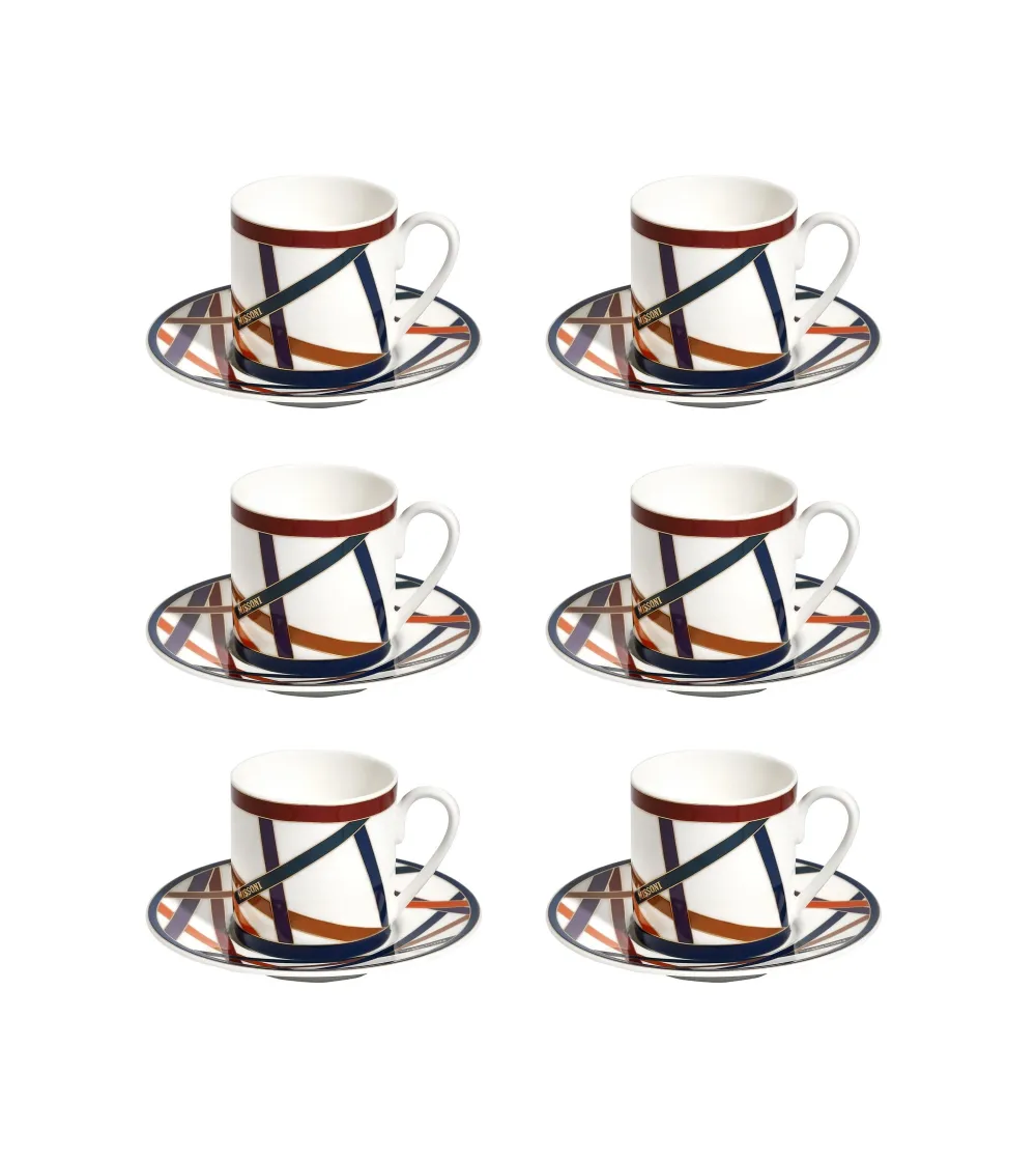 Juego de 6 Platos de Tazas de Café Nastri Multicolor - Missoni