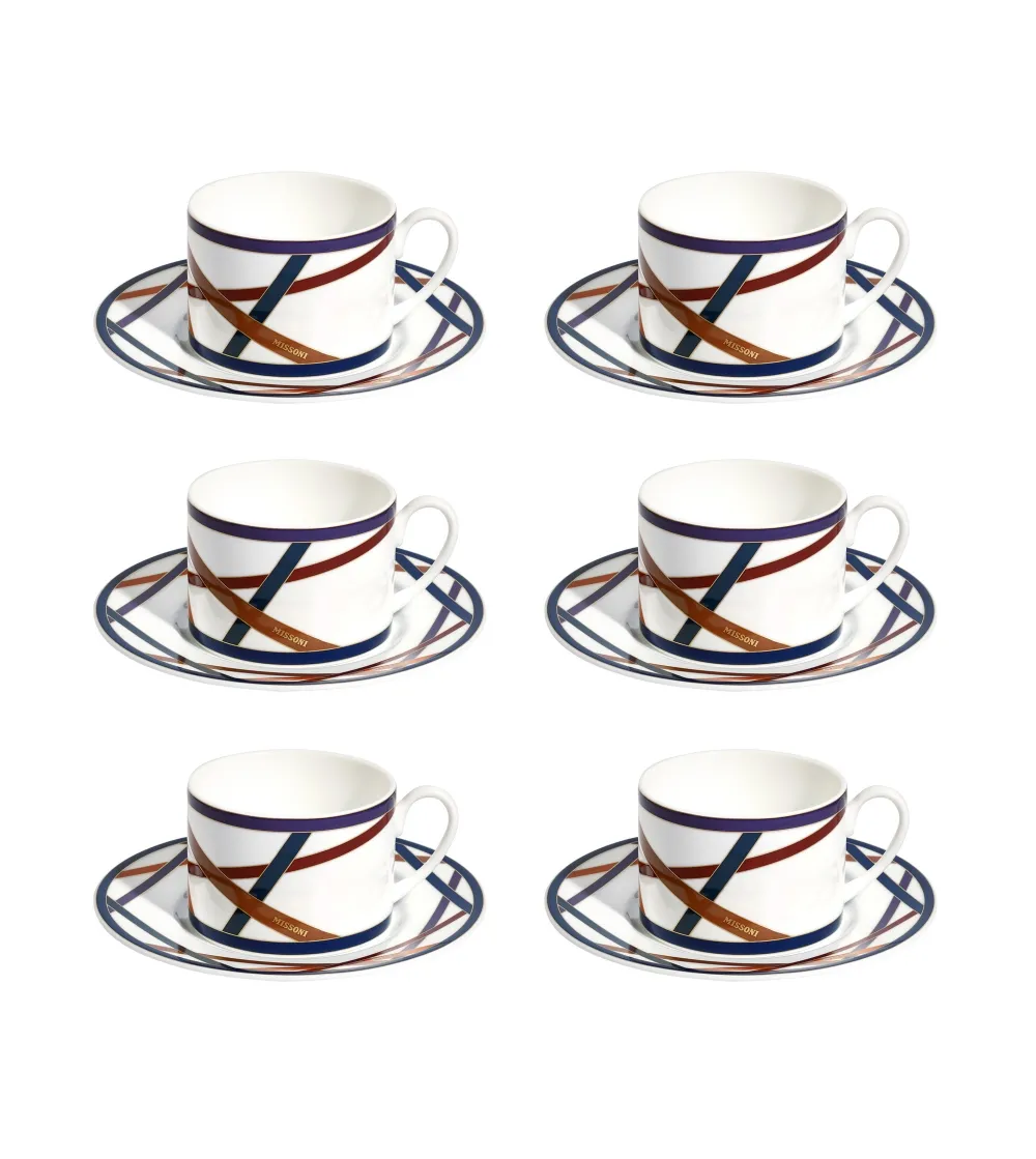 Juego de 6 Platos de Tazas de Té Nastri Multicolor - Missoni