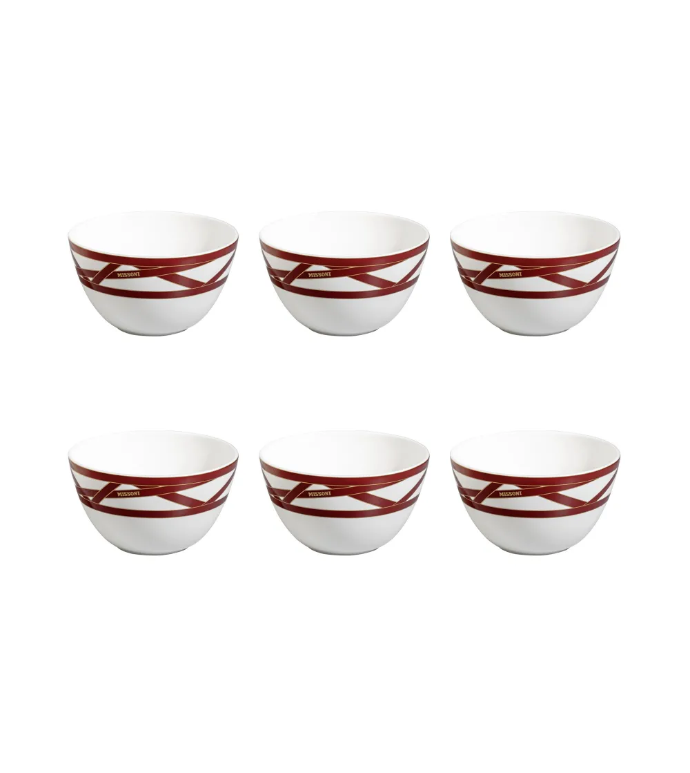 Missoni - Set of 6 Nastri Bordeaux Rice Bowls