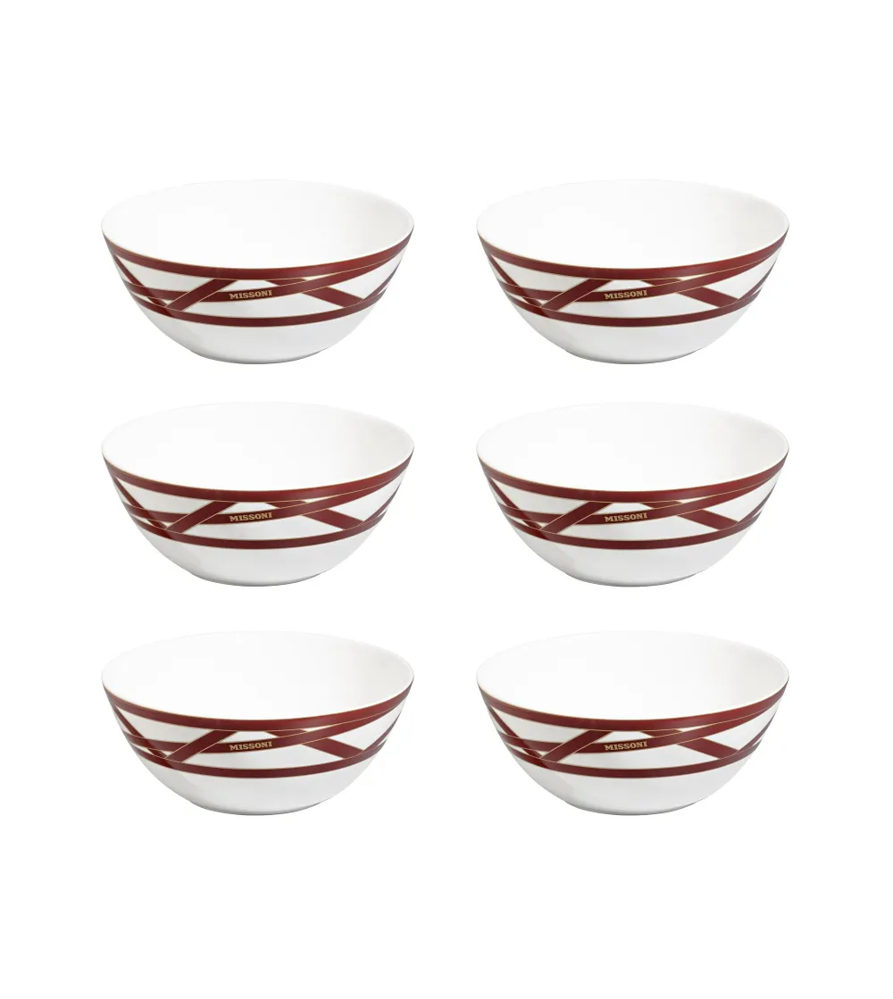 Set 6 Coppette Zuppa Nastri Bordeaux - Missoni