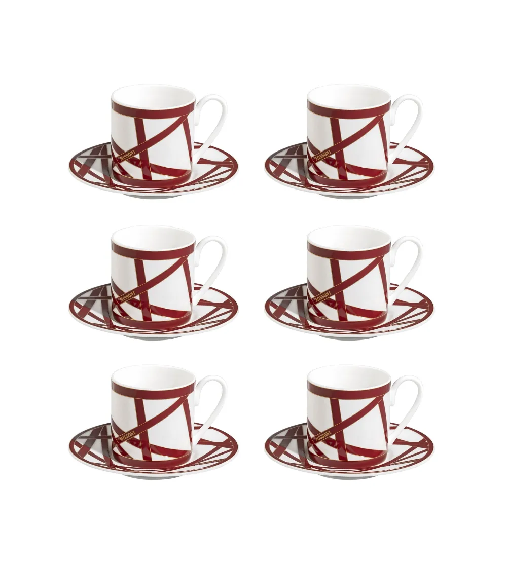 Juego de 6 Tazas de Café Nastri Bordeaux - Missoni