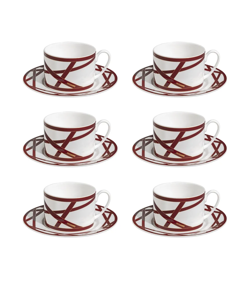 Juego de 6 Tazas de Té Nastri Bordeaux - Missoni