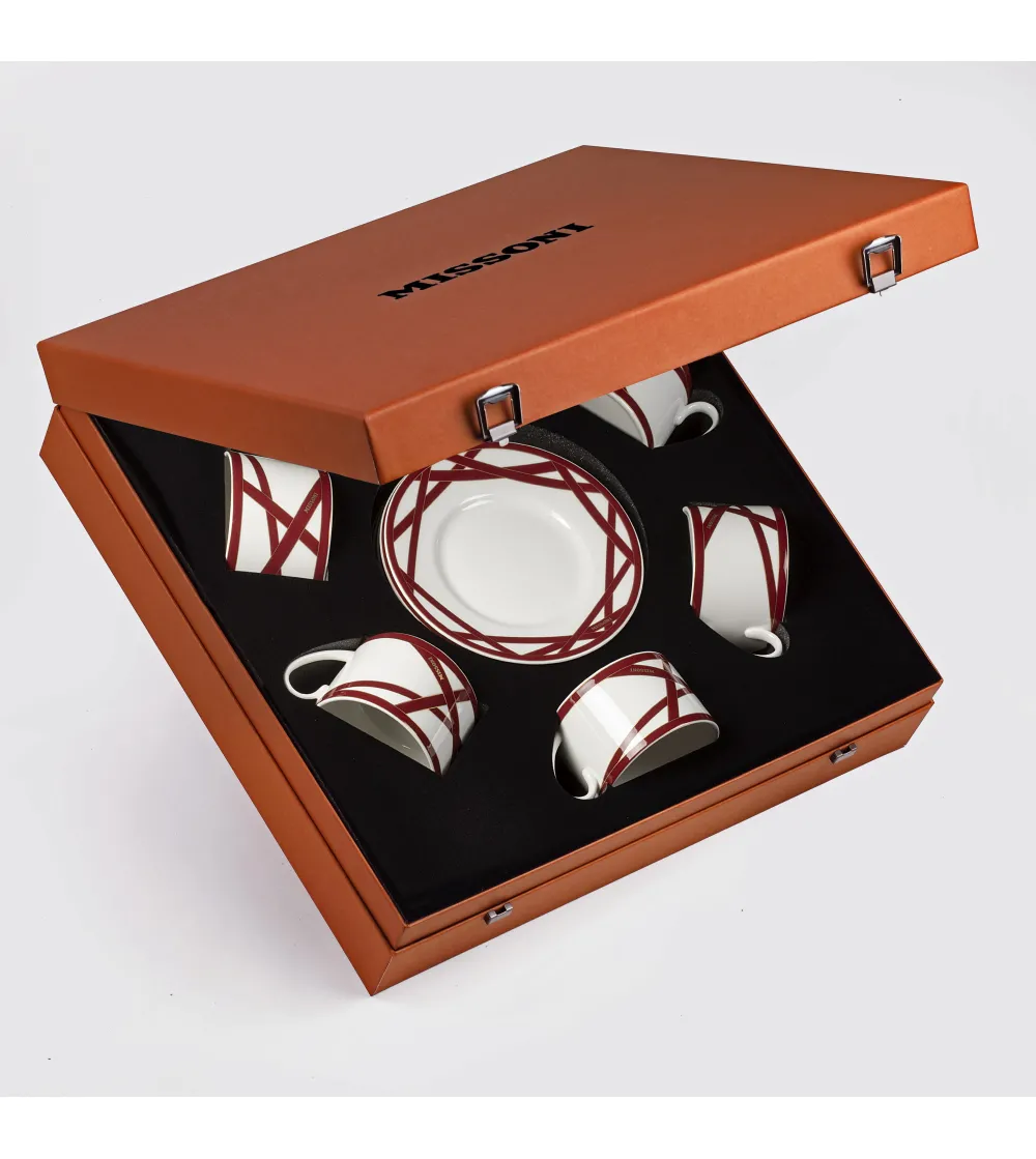 Missoni - Luxury Box with 6 Nastri Bordeaux Tea Cups