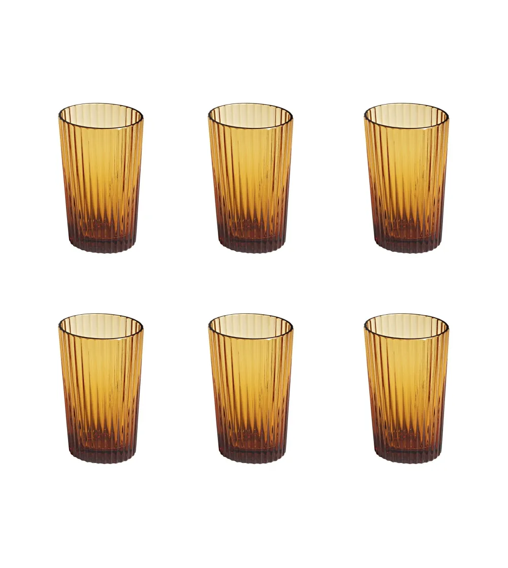 Juego de 6 Vasos de Agua Nastri Ámbar - Missoni