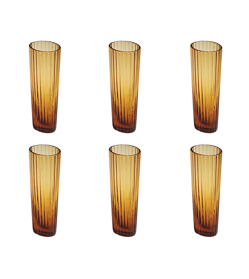 Missoni - Set of 6 Nastri Amber Champagne Glasses