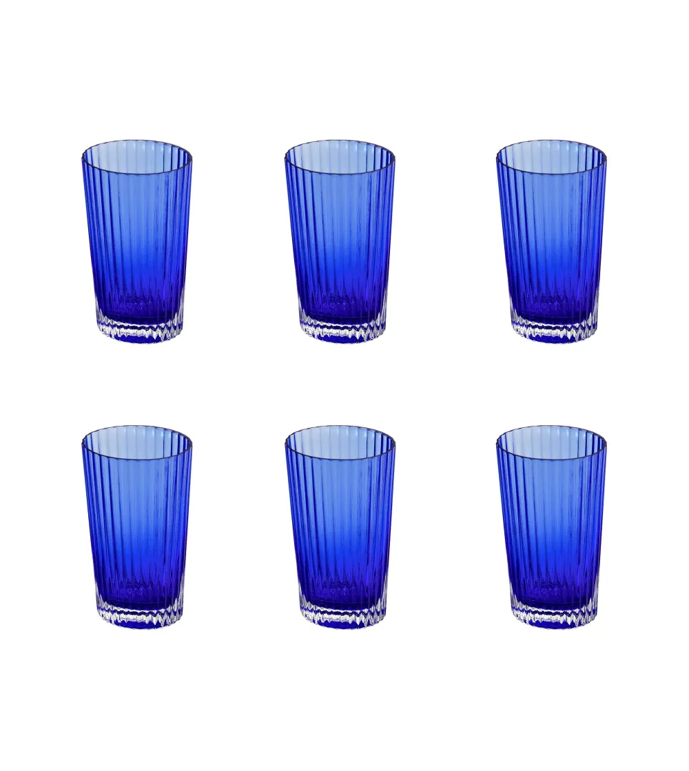 Missoni - Set of 6 Nastri Blue Water Glasses