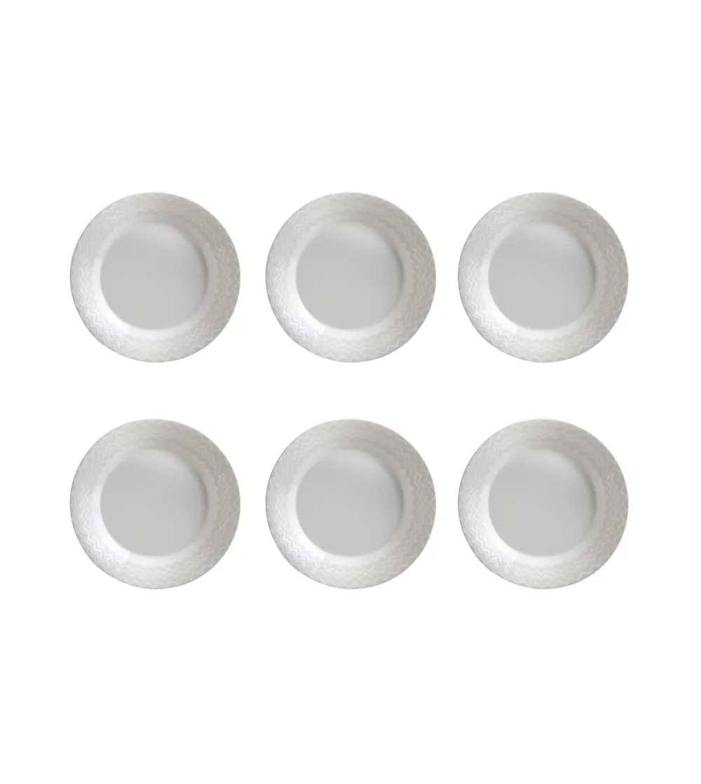 Missoni - Set of 6 Zig Zag White Soup Plates