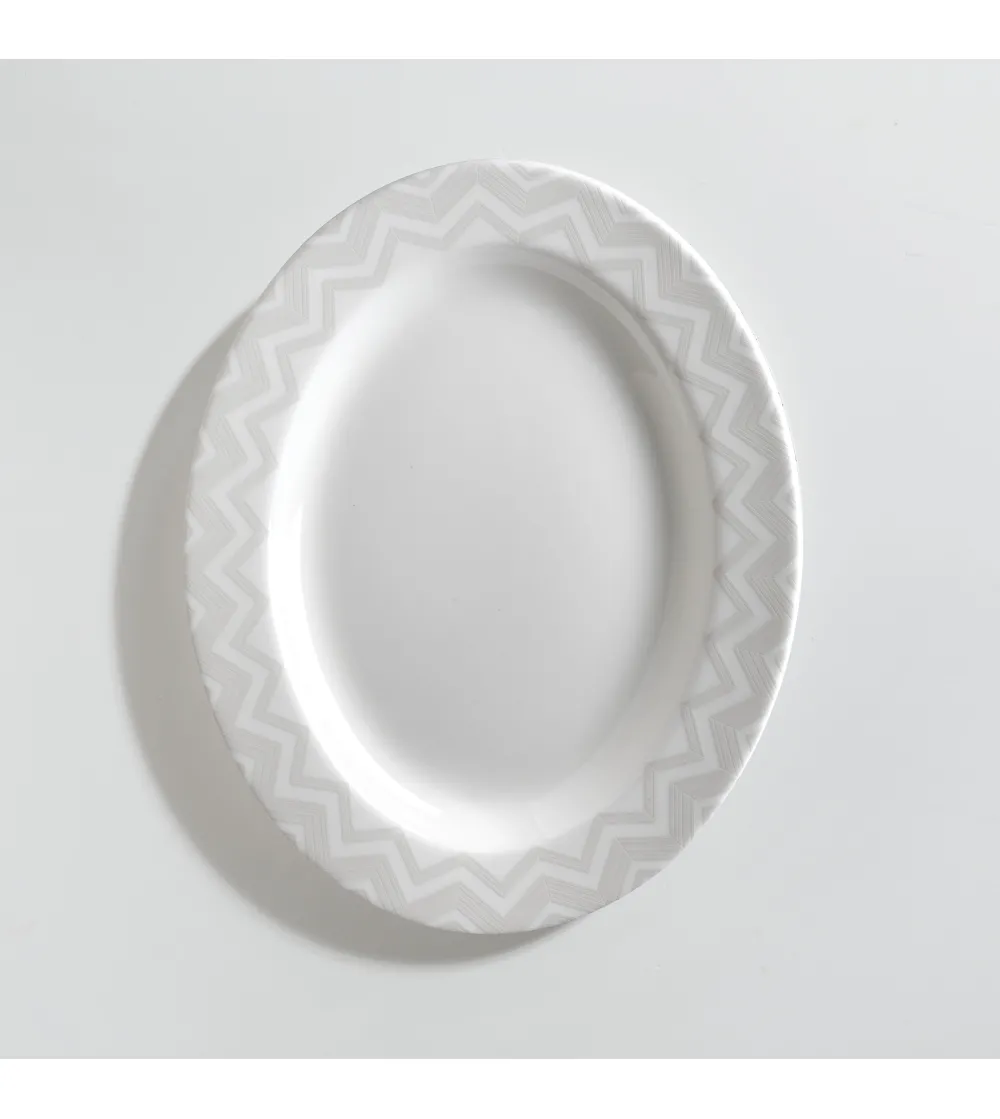 Plate Ovale Zig Zag White - Missoni