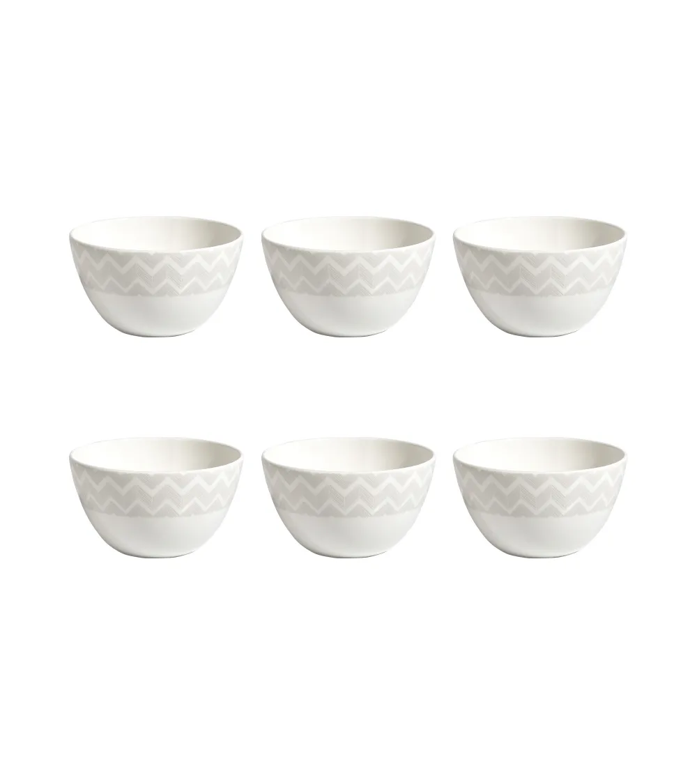 Missoni - Set of 6 Zig Zag White Rice Bowls