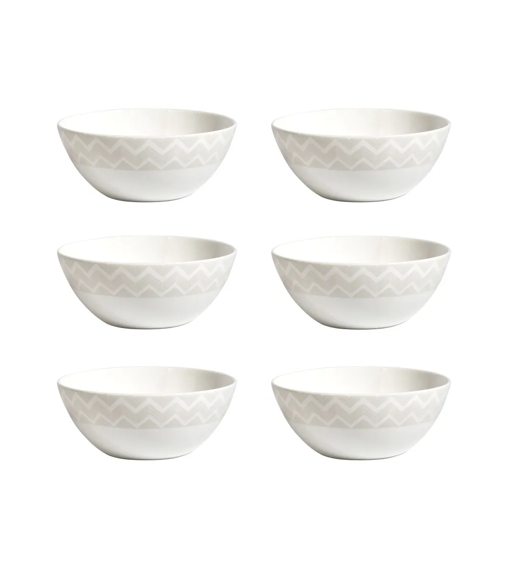 Missoni - Set of 6 Zig Zag White Soup Bowls