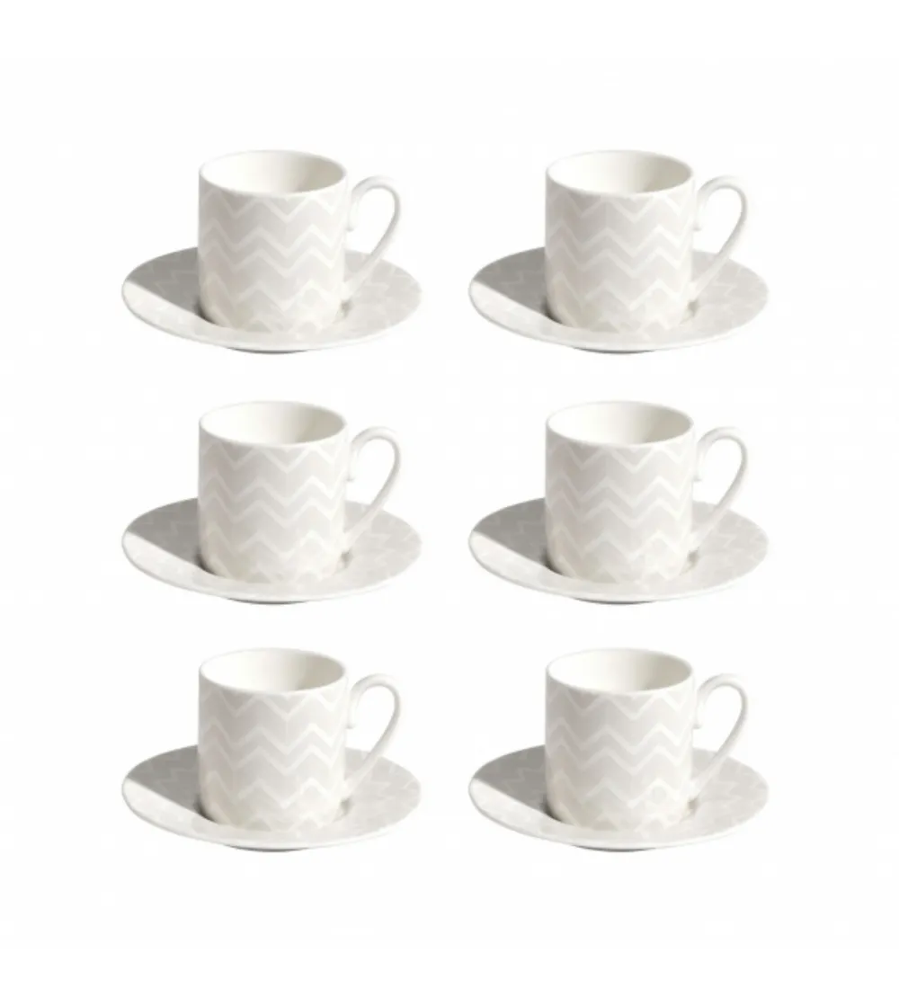 Juego de 6 Tazas de Café Zig Zag White - Missoni