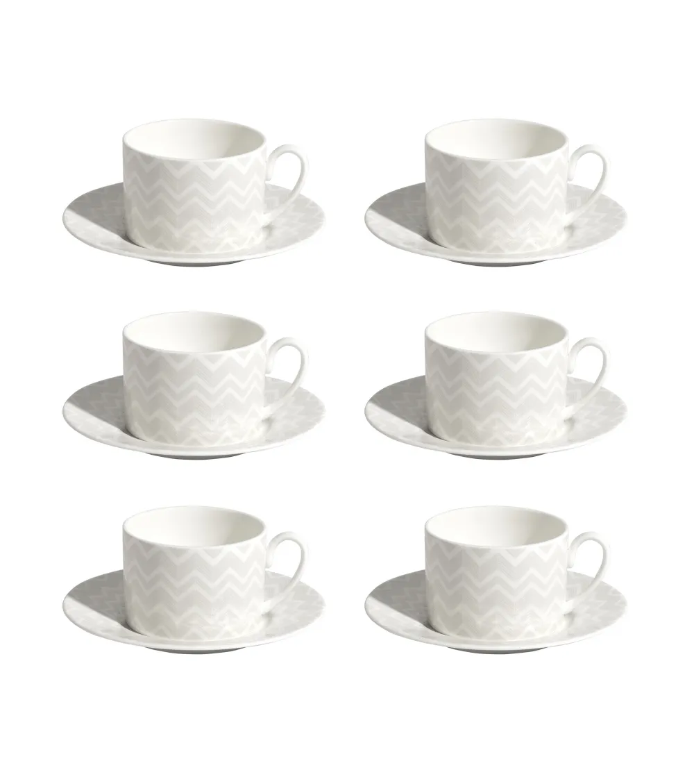 Juego de 6 Tazas de Té Zig Zag White - Missoni