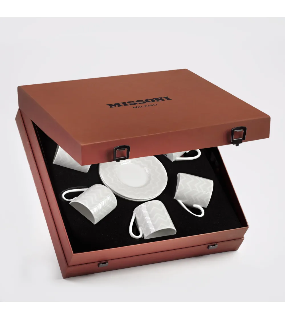 Luxury Box avec 6 Tasses à Café Zig Zag White - Missoni