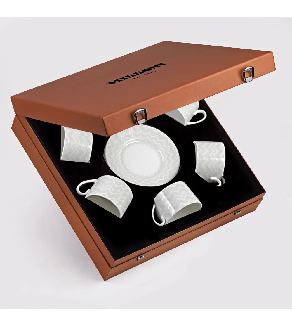 Luxury Box con 6 Tazas de Té Zig Zag White - Missoni