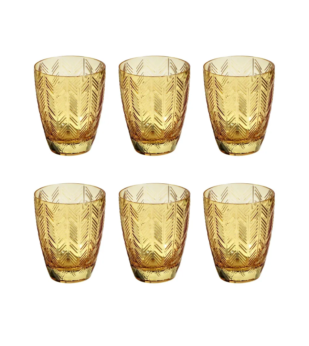 Missoni - Set of 6 Zig Zag Amber Water Glasses