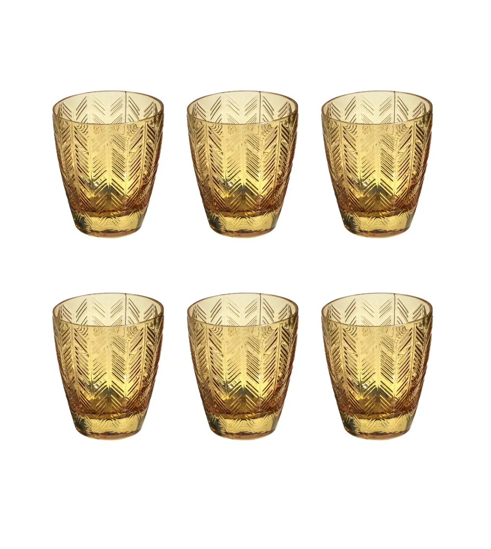 Missoni - Set of 6 Zig Zag Amber Wine Glasses