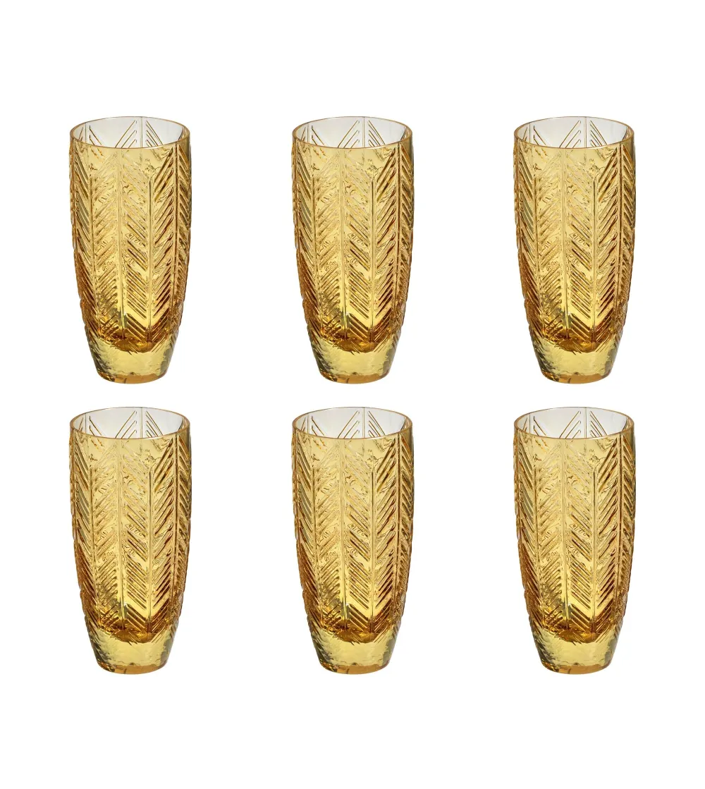 Missoni - Set of 6 Zig Zag Amber Champagne Glasses