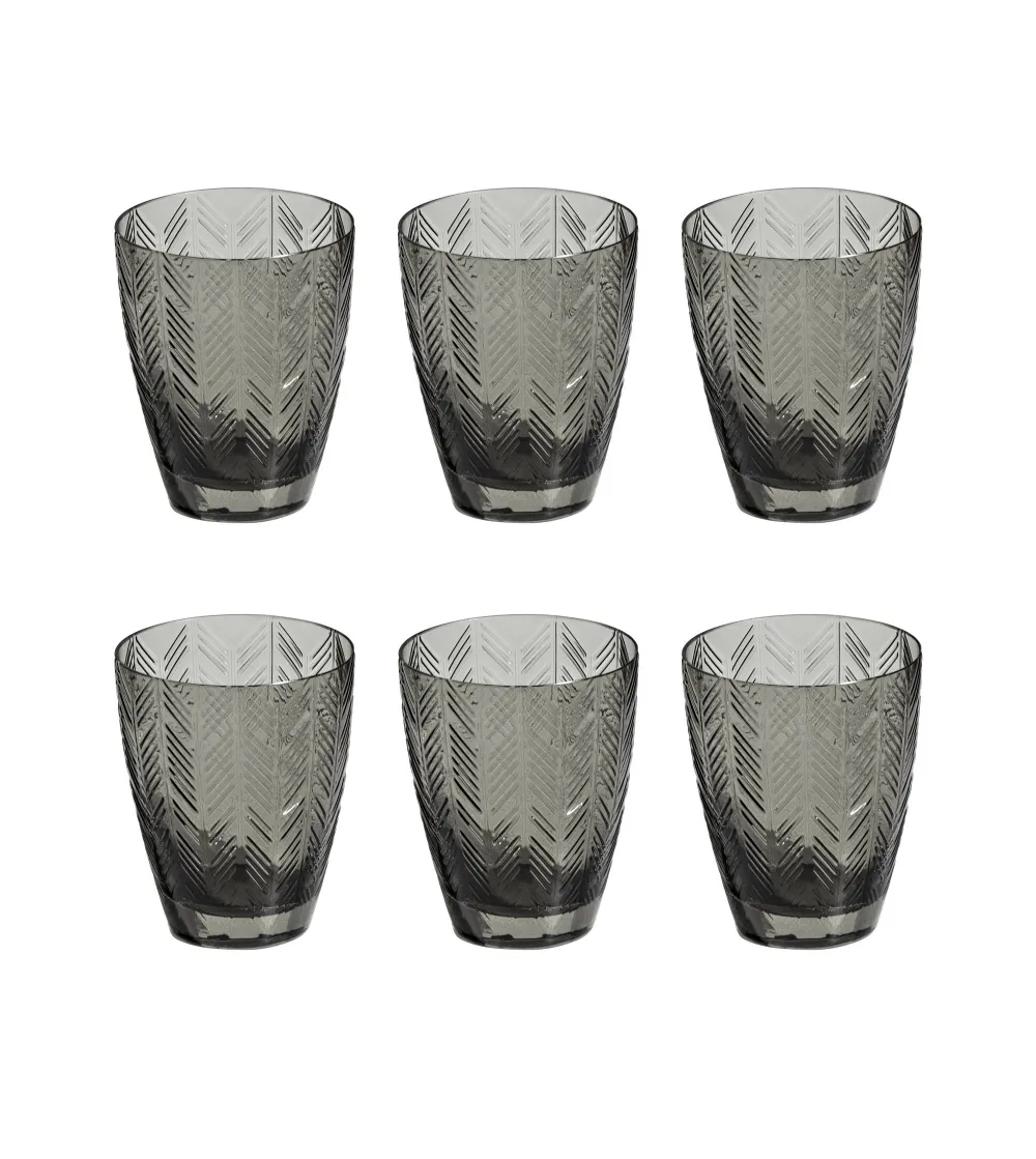 Juego de 6 Vasos de Agua Zig Zag Gris - Missoni