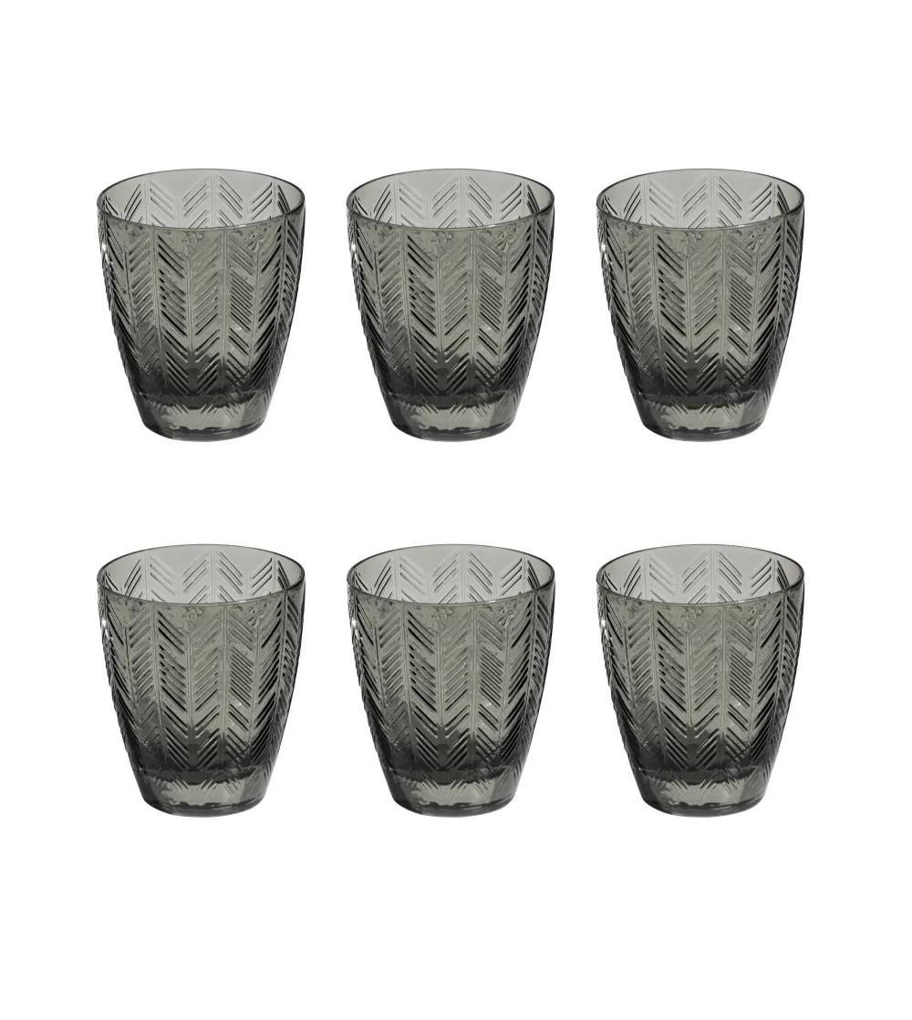 Missoni - Set of 6 Zig Zag Grey Wine Glasses